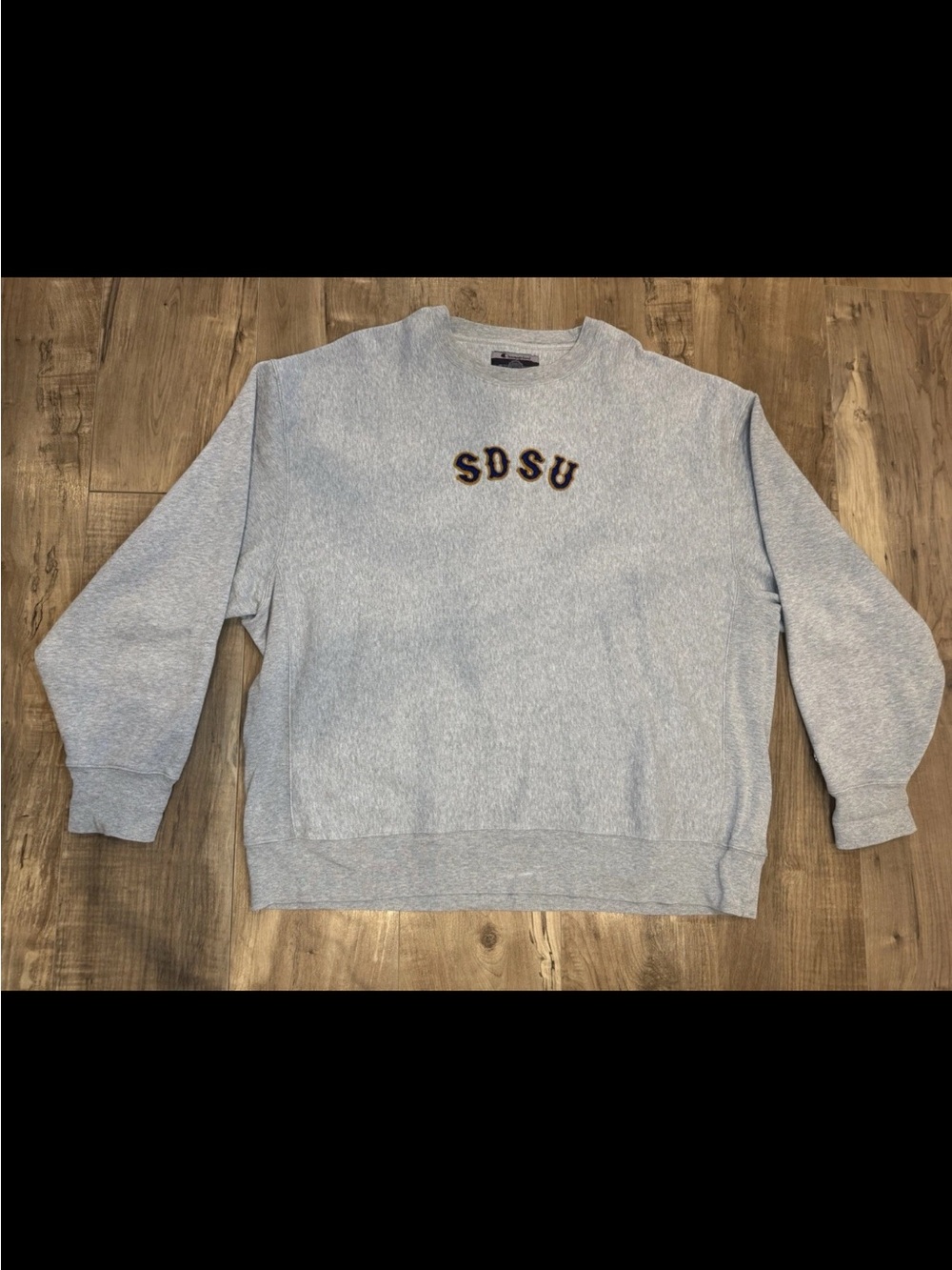 Champion Light Gray Crewneck Sweatshirt with SDSU Logo